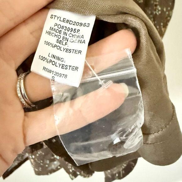 NWT Entro Long Sleeve Ruffle Mini Dress in Brown Multi Abstract Print - Size S - Picture 5 of 7